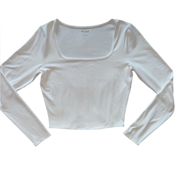 Hollister Tops - Hollister White Long Sleeve Square Neck Top Medium Casual Staple Essential